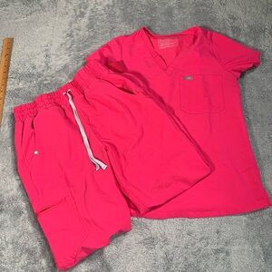Figs pink scrub set joggers and top XS/small
